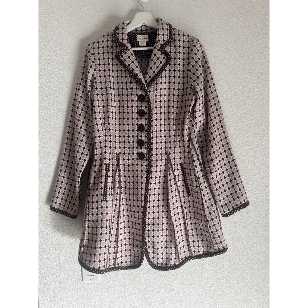 Neesh By D.A.R. Whimsical Coquette Blazer Rose Brown Parisian Chic Preppy Sz M - Picture 15 of 16